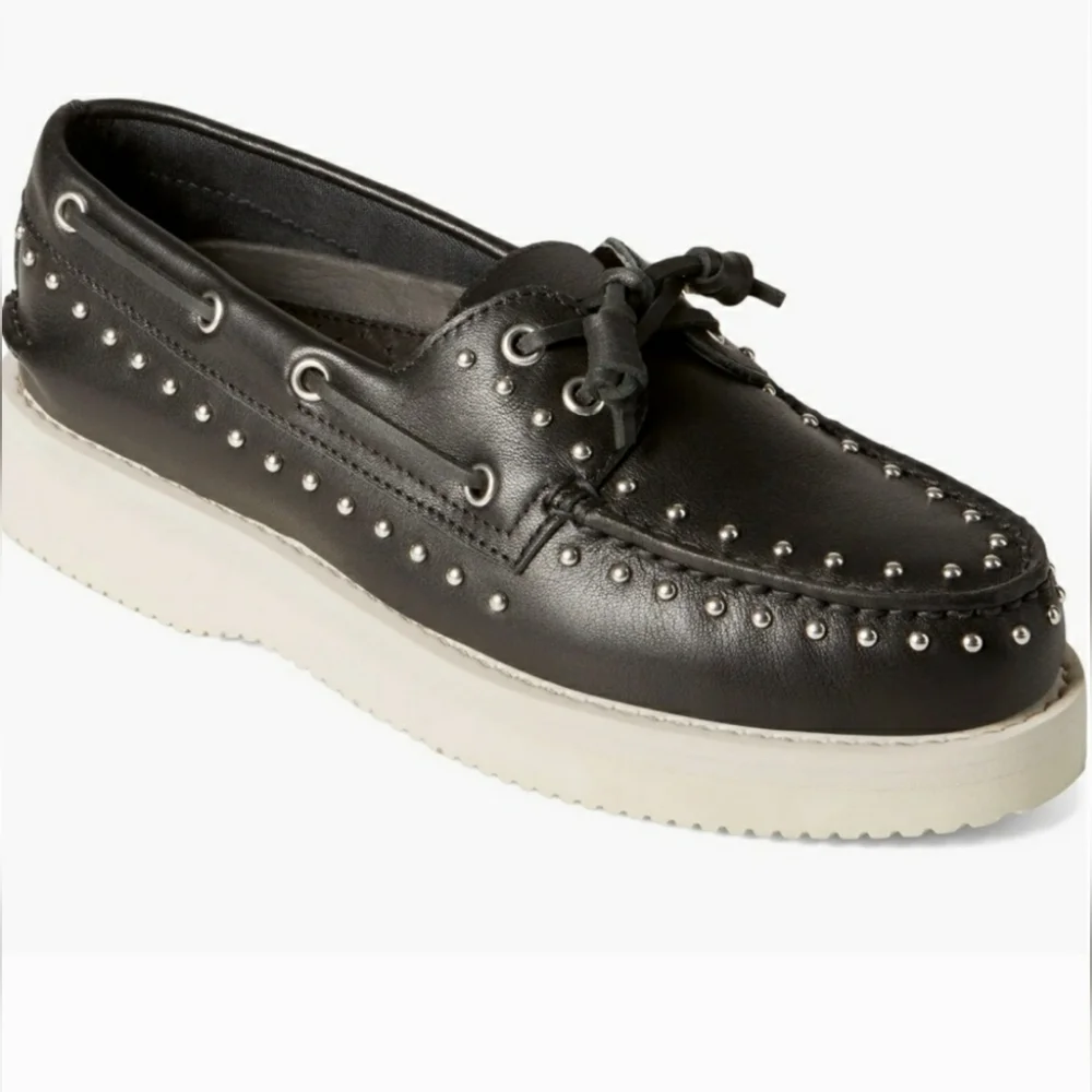 Sperry Rebecca Minkoff Black Studded Loafers Size 9 - Picture 2 of 11